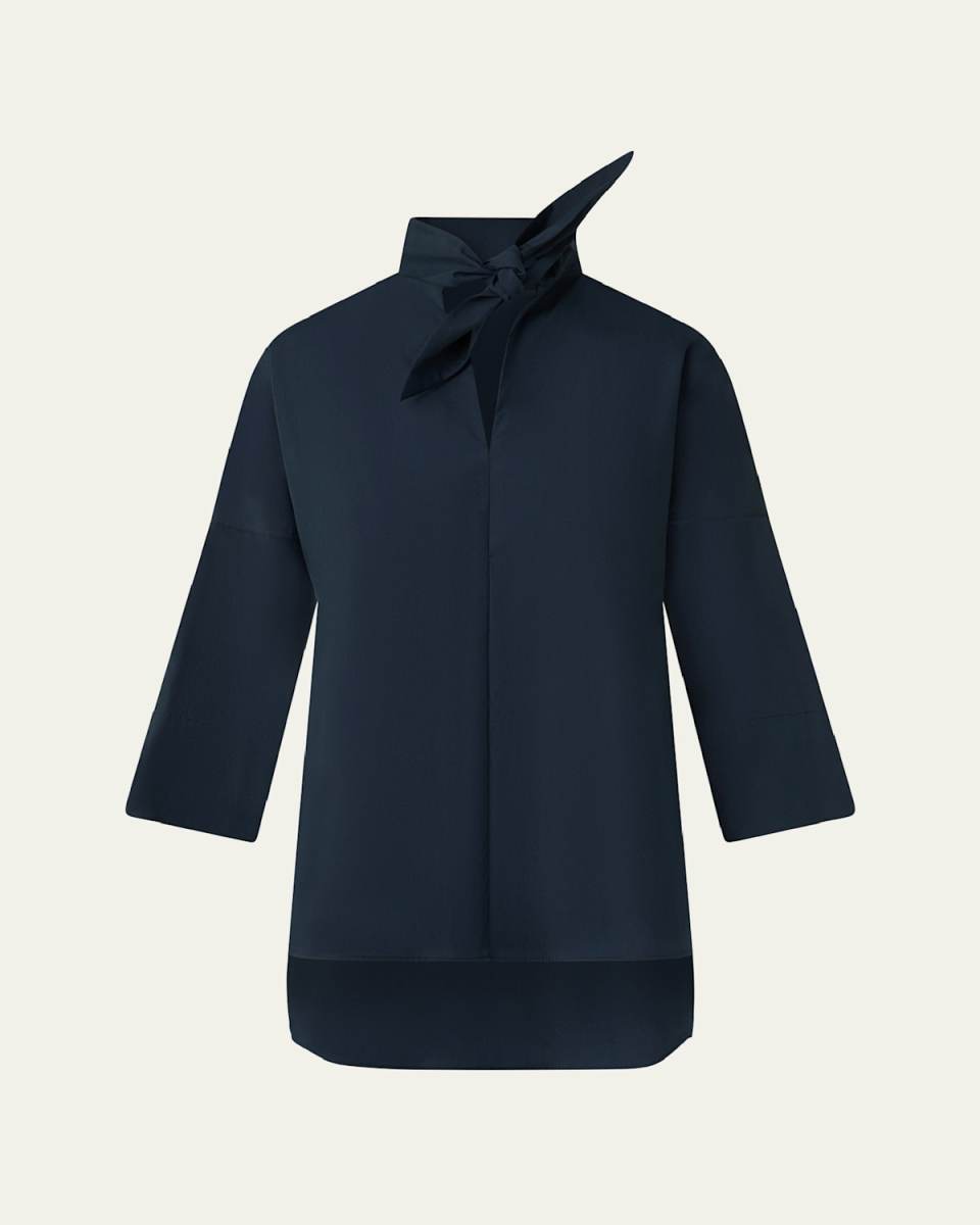 Marine Knot Poplin Tunic Blouse